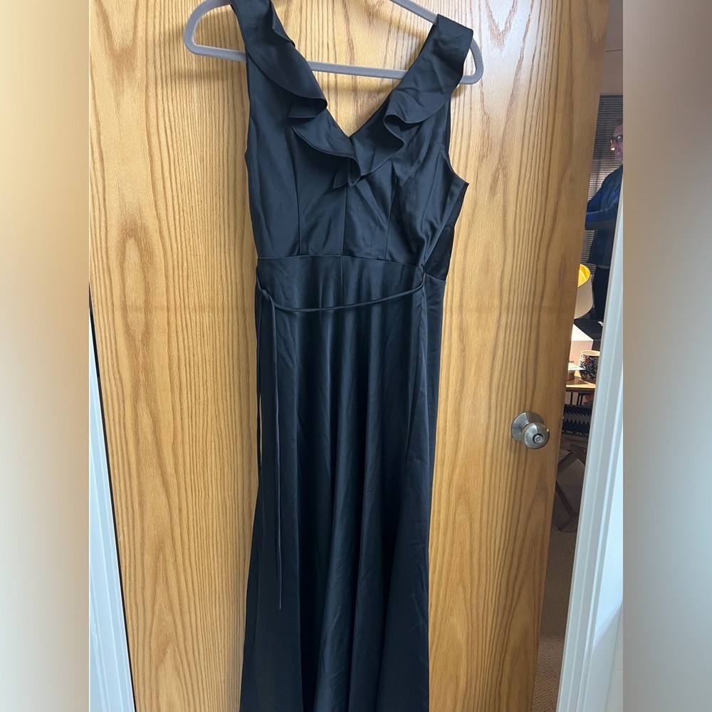 BHLDN Sachin & Babi Tansy Black Charmeuse Maxi Wrap Dress - Picture 11 of 12